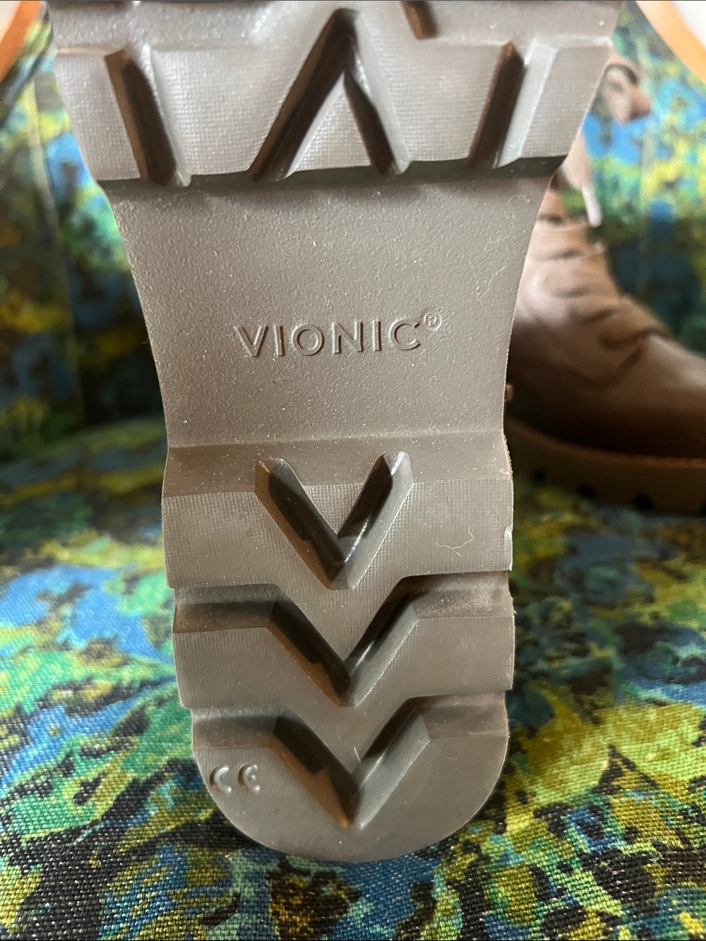 Vionic Women's Brown Lace-Up Combat Boots with Side Zip - Picture 4 of 7